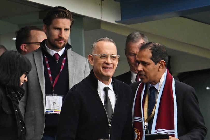 Tom Hanks is watching Aston Villa take on Liverpool at Villa Park tonight