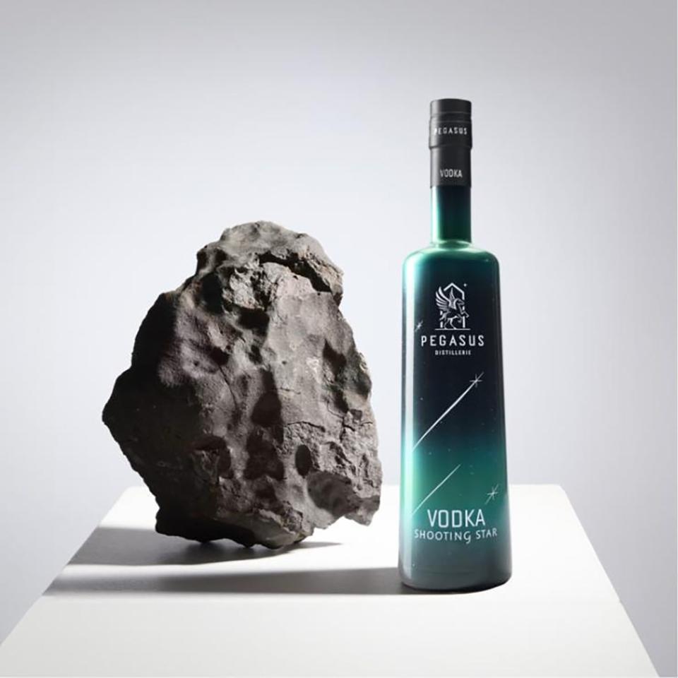 Shooting Star Vodka is a new alcoholic beverage that’s been infused with a meteorite from 1977. pegasus-distillerie