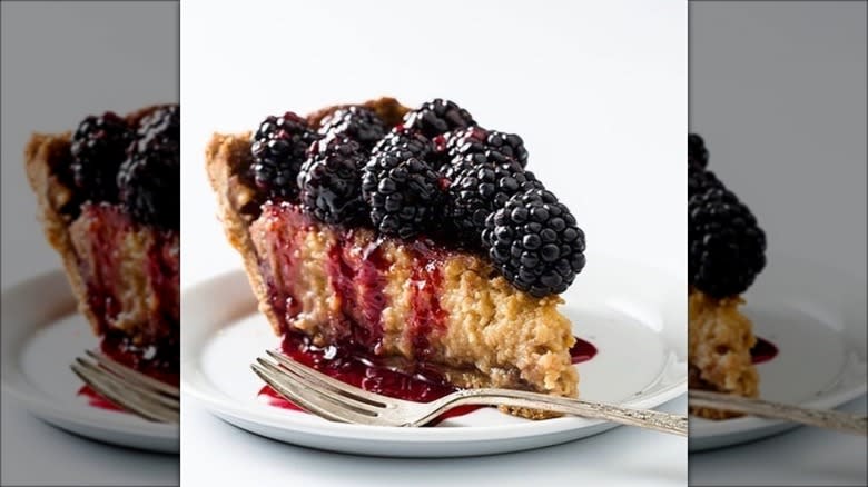 White potato pie with blackberries 