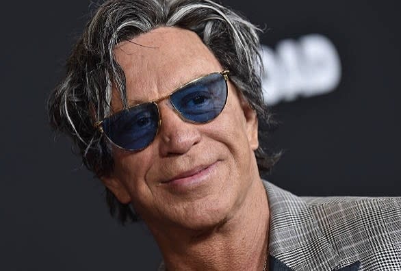 Actor Mickey Rourke at the premiere of "Triple 9" on February 16, 2016