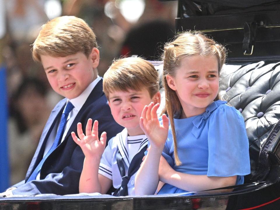 Prince George, Prince Louis, and Princess Charlotte at the 2022 Trooping the Colour.