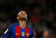 Football Soccer - Barcelona v Malaga - Spanish La Liga Santander - Camp Nou stadium, Barcelona, Spain - 19/11/16. Barcelona's Neymar reacts. REUTERS/Albert Gea