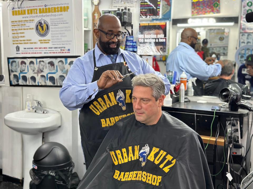 Ryan at a barber shop in Cleveland, OH on October 27, 2022.