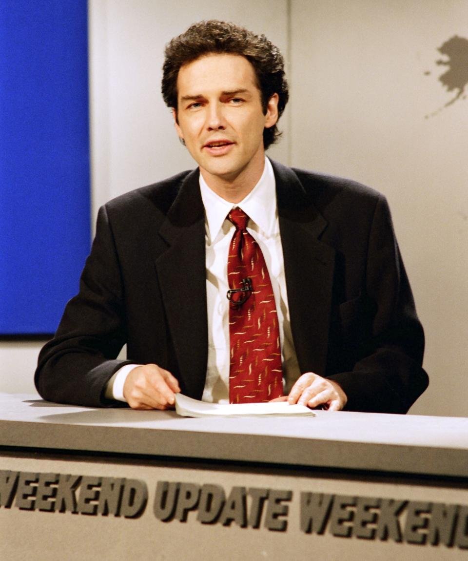 Norm MacDonald during the 'Weekend Update' skit on April 15, 1995