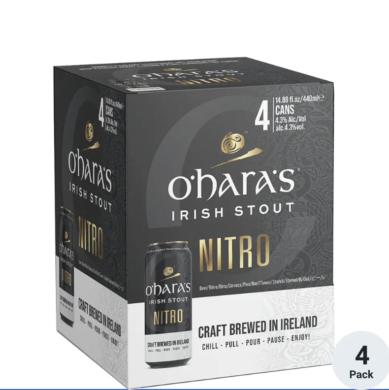 <p><a href="https://go.redirectingat.com?id=74968X1596630&url=https%3A%2F%2Fwww.totalwine.com%2Fbeer%2Fale%2Fstout%2Firish-dry-stout%2Foharas-irish-stout%2Fp%2F93963161%3Fglia%3Dtrue%26cid%3Dplia%253AShopping%2BUS%2BNone%2BENG%2BSPART%253A%253A%253Agoogle%26s%3D306%26pid%3Dcpc%253ACore%2BCatalog%2B-%2BShopping%252BUS%252BNEWJ%252BENG%252BSPART%253A%253Agoogle%253A%253A%26gad_source%3D4%26acs_info%3DZmluYWxfdXJsOiAiaHR0cHM6Ly93d3cudG90YWx3aW5lLmNvbS9hbGUvc3RvdXQvby1oYXJhLXMtaXJpc2gtc3RvdXQtMTZvei9wLzkzOTYzMTYxLTIiCg%26gclid%3DCj0KCQiAh8OtBhCQARIsAIkWb69BhkLcD49moAxSeDKySgfKPIEU44Bi5nf9LGL_vzxyuN3mUChzXGMaAgp7EALw_wcB%26gclsrc%3Daw.ds&sref=https%3A%2F%2Fwww.thepioneerwoman.com%2Ffood-cooking%2Fg35310507%2Fbest-irish-beer-brands%2F" rel="nofollow noopener" target="_blank" data-ylk="slk:Shop Now;elm:context_link;itc:0;sec:content-canvas" class="link ">Shop Now</a></p><p>O'Hara's Irish Stout Nitro</p><p>$12.99</p>