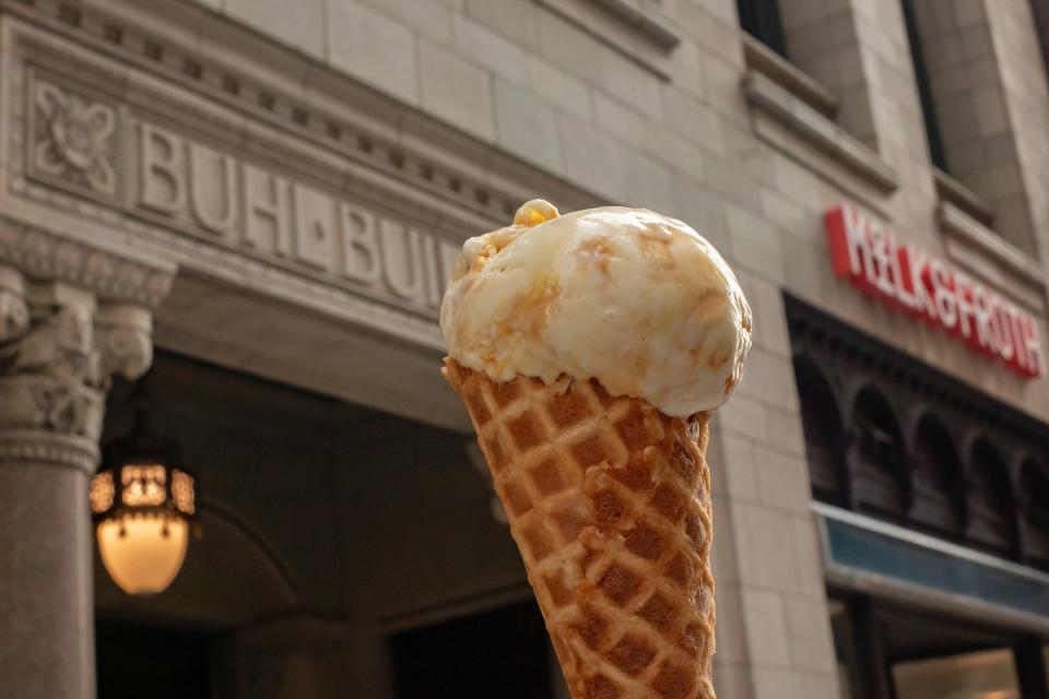 Honeycomb ice cream at Milk & Froth in downtown Detroit on July 16, 2023. The shop makes small batch ice cream from scratch.