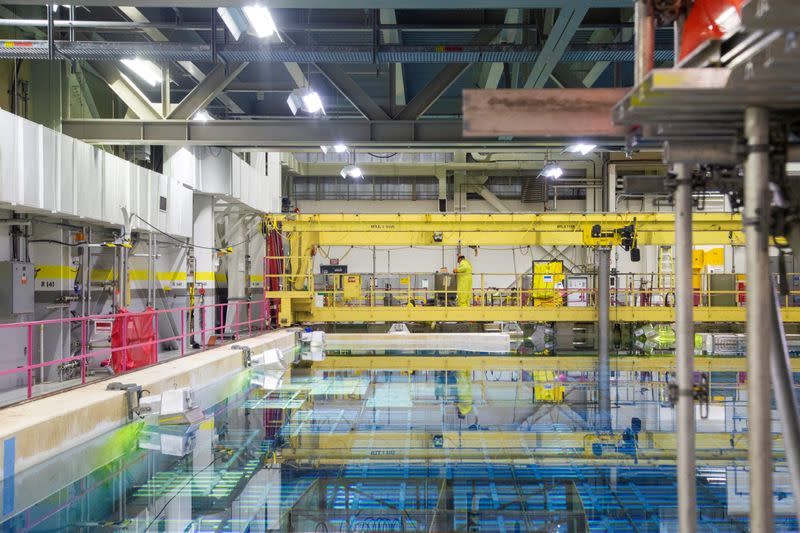 A view of the irradiated fuel bay at the Pickering Nuclear Power Generating Station near Toronto