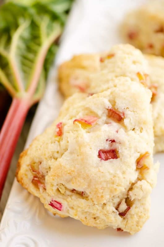 <p>The Creative Bite</p><p>These scones only take five ingredients and 30 minutes-perfect for a lazy Sunday brunch.</p><p><strong>Get the recipe: <a href="https://www.thecreativebite.com/easy-rhubarb-scones/" rel="nofollow noopener" target="_blank" data-ylk="slk:Easy Rhubarb Scones;elm:context_link;itc:0;sec:content-canvas" class="link rapid-noclick-resp">Easy Rhubarb Scones</a></strong></p>