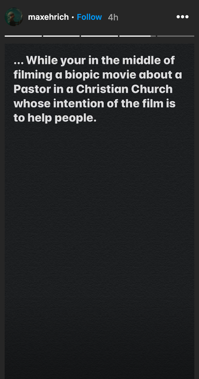 Actor Max Ehrich said he was filming a movie when he discovered that his relationship with Demi Lovato was over. (Screenshot: Instagram/Max Ehrich)