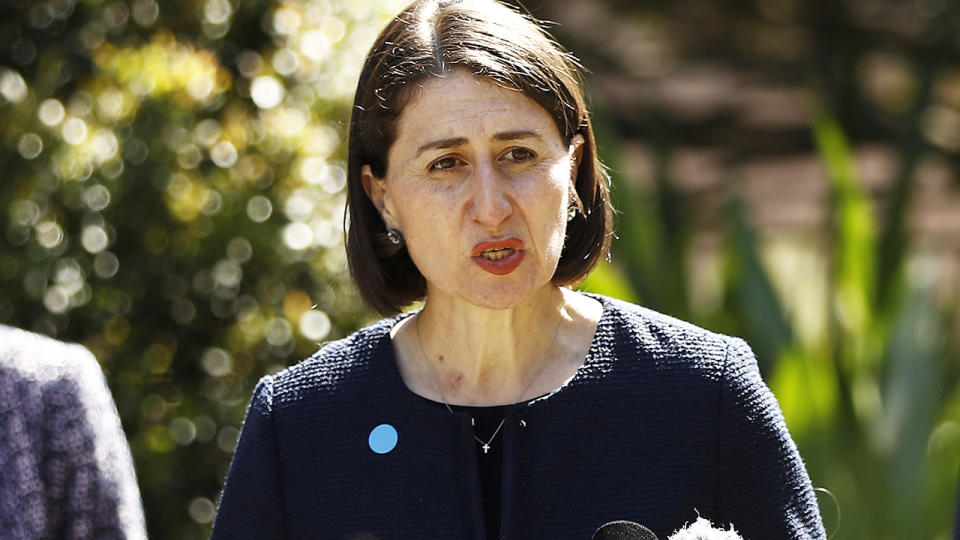 NSW Premier Gladys Berejiklian, pictured here as she addresses the media in Sydney.