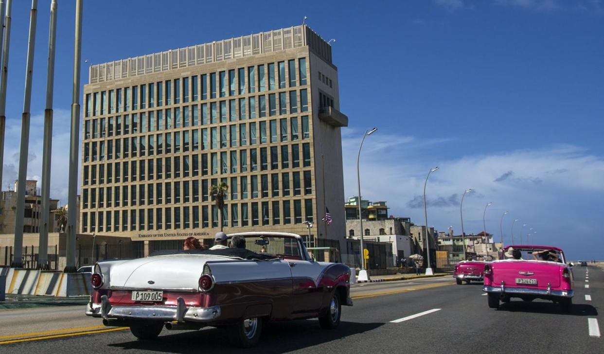 <span class="caption">In late 2016, people working and living in the embassy district of Havana, including at the U.S. Embassy seen here, began hearing strange sounds before getting sick. </span> <span class="attribution"><a class="link " href="https://newsroom.ap.org/detail/IntelligenceEnergyWaveAttacks/833076ed9b924991b0f1c8bfdd10ab9a/photo?Query=havana%20AND%20syndrome&mediaType=photo&sortBy=&dateRange=Anytime&totalCount=5&currentItemNo=4" rel="nofollow noopener" target="_blank" data-ylk="slk:AP Photo/Desmond Boylan;elm:context_link;itc:0;sec:content-canvas">AP Photo/Desmond Boylan</a></span>