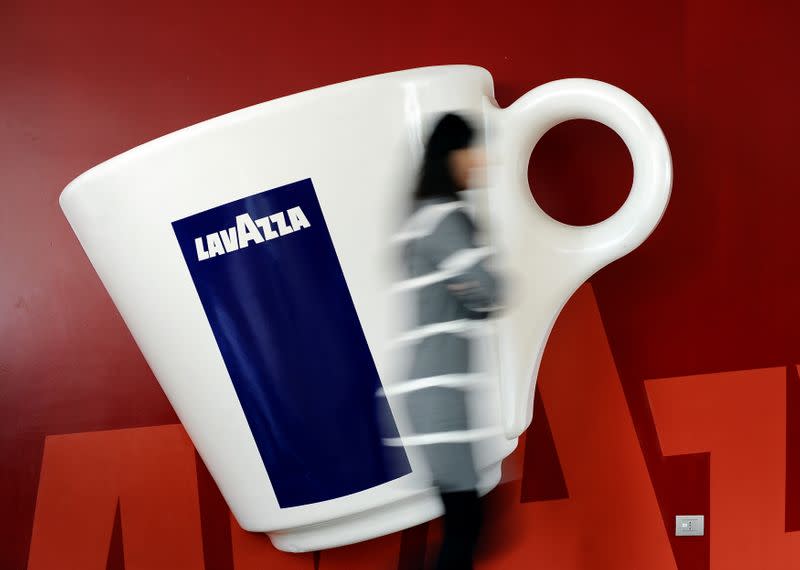 FILE PHOTO: Lavazza's espresso coffee cup installation is seen at the headquarters in Turin