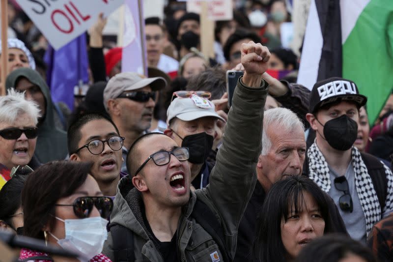 People protest against the upcoming APEC (Asia-Pacific Economic Cooperation) Summit in San Francisco