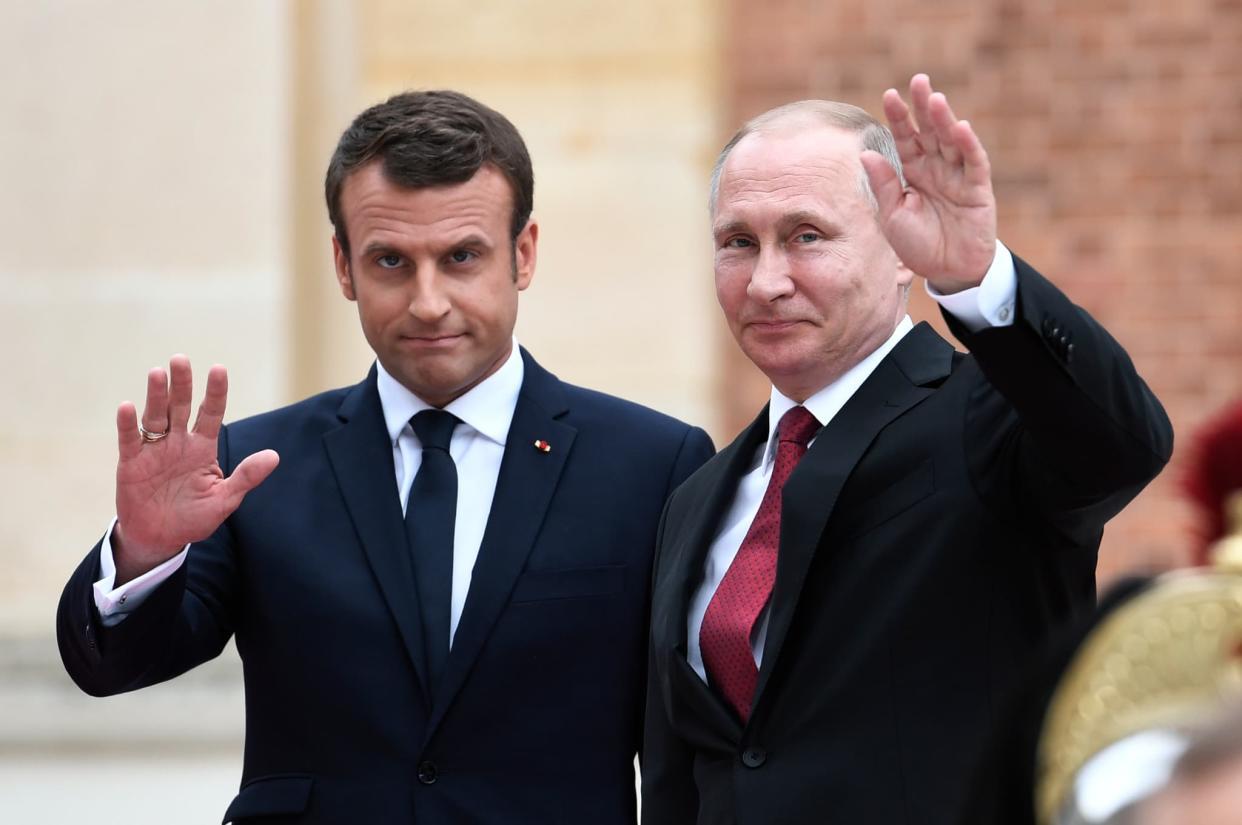 Emmanuel Macron et Vladimir Poutine à Versailles, en mai 2017 - Stéphane De Sakutin - AFP