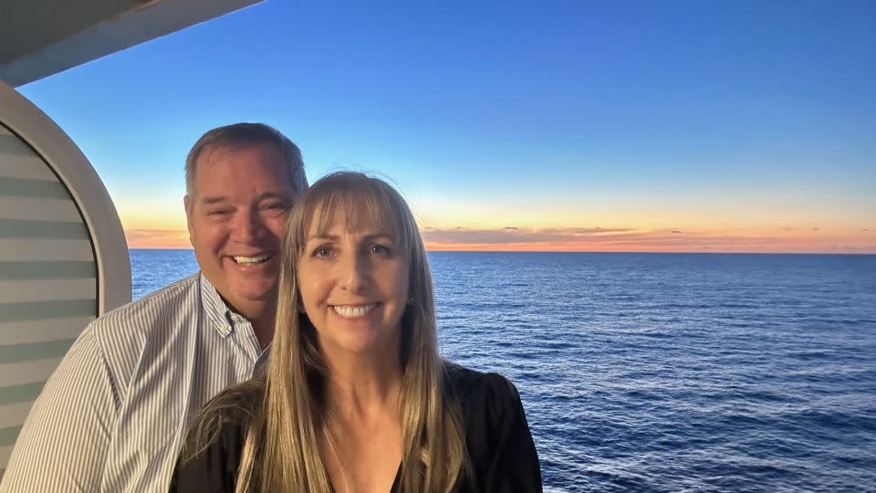 Joe Martucci, pictured here with his wife Audrey on board Serenade of the Seas, has become an accidental TikTok star, known as "Cruise Dad." - Joe and Audrey Martucci