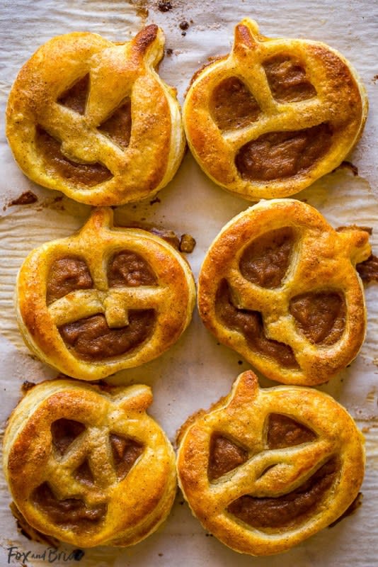 <p>Fox and Briar</p><p>These Jack-O’-Lantern pumpkin hand pies are cute and easy! A fun, kid-friendly Halloween dessert.</p><p><strong>Get the recipe: <a href="https://www.foxandbriar.com/mini-jack-o-lantern-pumpkin-hand-pies/" rel="nofollow noopener" target="_blank" data-ylk="slk:Jack-O'-Lantern Pumpkin Hand Pies;elm:context_link;itc:0;sec:content-canvas" class="link ">Jack-O'-Lantern Pumpkin Hand Pies</a></strong></p><p><strong>Related: <a href="https://www.yahoo.com/lifestyle/ll-want-carve-time-50-174533000.html" data-ylk="slk:You'll Want to Carve Out Some Time for This Craft—Here Are 50 Printable Pumpkin Stencils!;elm:context_link;itc:0;sec:content-canvas;outcm:mb_qualified_link;_E:mb_qualified_link;ct:story;" class="link  yahoo-link">You'll Want to Carve Out Some Time for This Craft—Here Are 50 Printable Pumpkin Stencils!</a></strong></p>