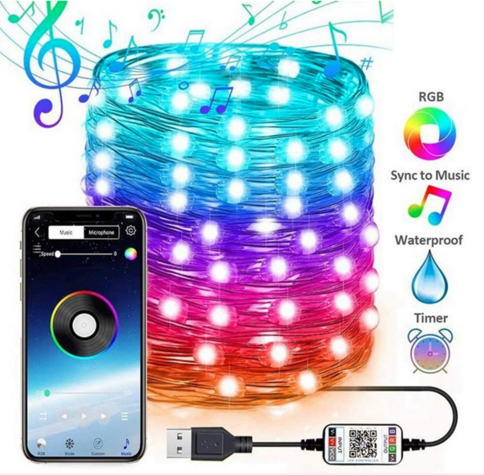 APP Control Bluetooth LED RGB Color Changing Fairy String Light Christmas Decorations Lights - $39.88