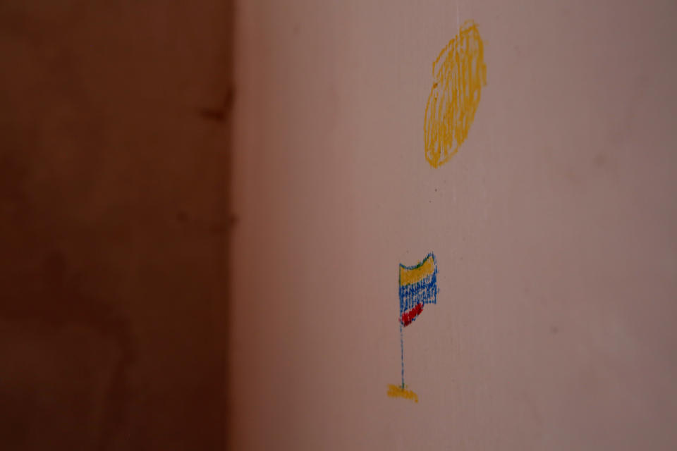 A drawing of Venezuelan flag in the room of Maroly Bastardo, at her home in El Tigre, Venezuela, on June 3. (Photo: Ivan Alvarado/Reuters)