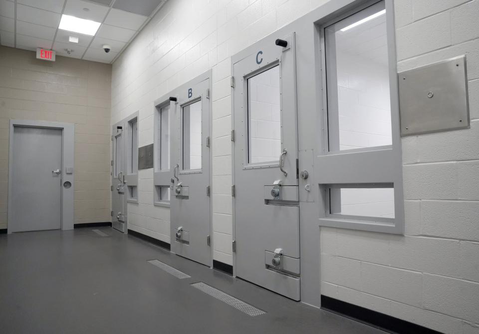 Holding facilities adjacent to the intake and booking center inside the new James A. Karnes Corrections Center serving Franklin County.