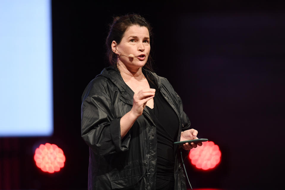 COPENHAGEN, DENMARK - MAY 16: Julia Ormond, actress and founder of ASSET speaks on stage during Day Two of the Copenhagen Fashion Summit 2019 at DR Koncerthuset on May 16, 2019 in Copenhagen, Denmark. Since its first edition in 2009, Copenhagen Fashion Summit has established itself as the world’s leading business event on sustainability in fashion. Convening major fashion industry decision makers on a global scale, the Summit has become the nexus for agenda-setting discussions on the most critical environmental, social and ethical issues facing our industry and planet. Marking its 10th anniversary, the next edition of Copenhagen Fashion Summit takes place on 15-16 May 2019 at the Copenhagen Concert Hall under the patronage of HRH The Crown Princess of Denmark. The Summit is organised by Global Fashion Agenda, a non-profit leadership forum on fashion sustainability that works to mobilise the global fashion system to change the way we produce, market and consume fashion, for a world beyond next season. (Photo by Lars Ronbog/Getty Images for Copenhagen Fashion Summit)