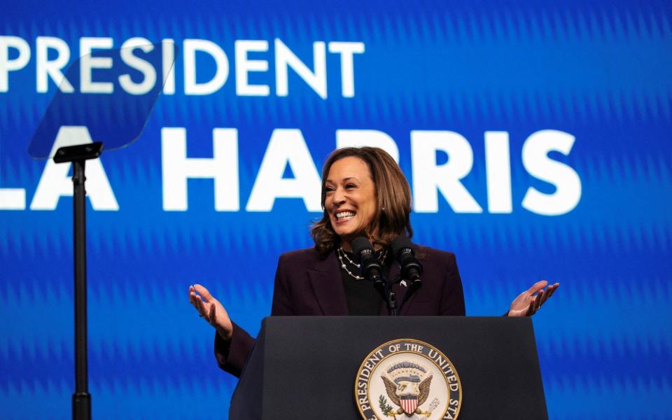 Kamala Harris delivers the keynote speech at the American Federation of Teachers' 88th national convention