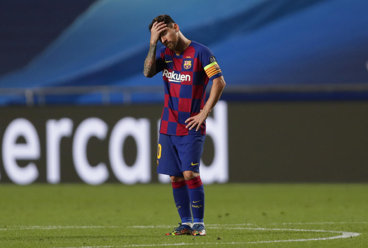 What's next for Lionel Messi and Barcelona after Friday's embarrassing 8-2 loss to Bayern Munich? (Manu Fernandez/Getty Images)