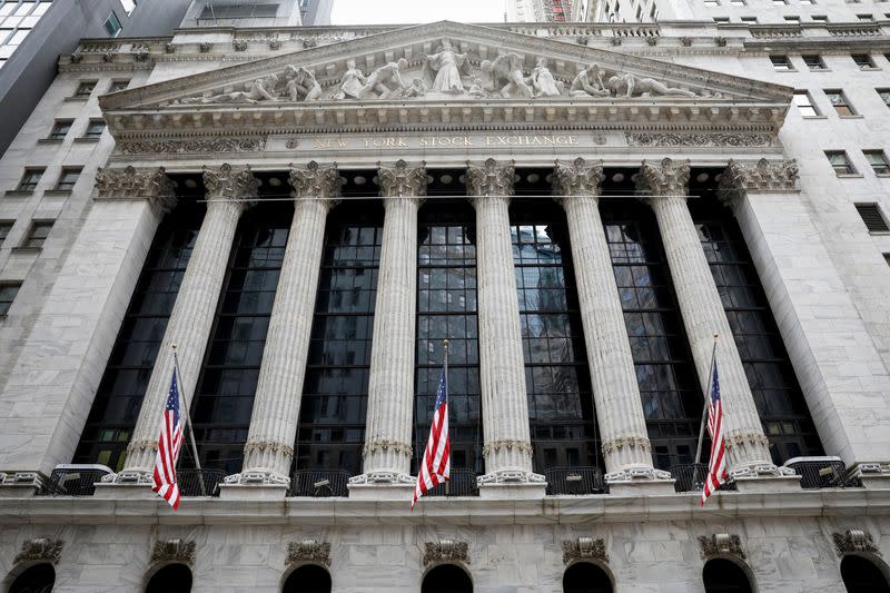 FILE PHOTO: The front facade of the NYSE is seen in New York