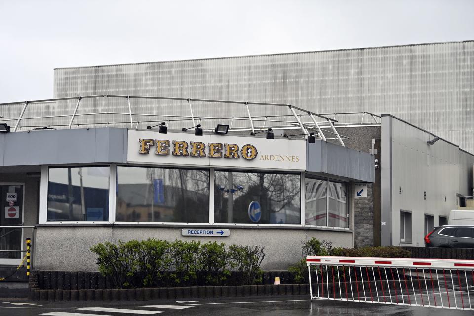 Illustration picture shows the Ardennes Ferrero factory in Arlon, Friday 08 April 2022. Chocolate maker Ferrero asks to bring its famous Kinder chocolate fantasy Surprise eggs and other Kinder products back to the store. In the European Union and the United Kingdom, 105 salmonella infections have already been linked to eating Kinder Surprise, Schokobons, and Kinder Mini Eggs. BELGA PHOTO ERIC LALMAND (Photo by ERIC LALMAND / BELGA MAG / Belga via AFP) (Photo by ERIC LALMAND/BELGA MAG/AFP via Getty Images)