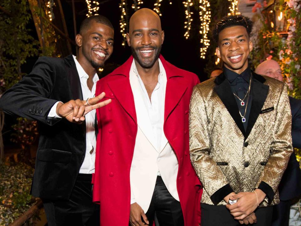 <p>Emma McIntyre/Getty</p> Karamo Brown and his sons Jason "Rachel" Brown and Christian Brown attend the afterparty for the premiere of Netflix