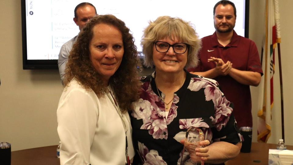 Barstow Unified School District Superintendent Deanna Swearingen, left, and former Board Trustee Julie Clemmer.