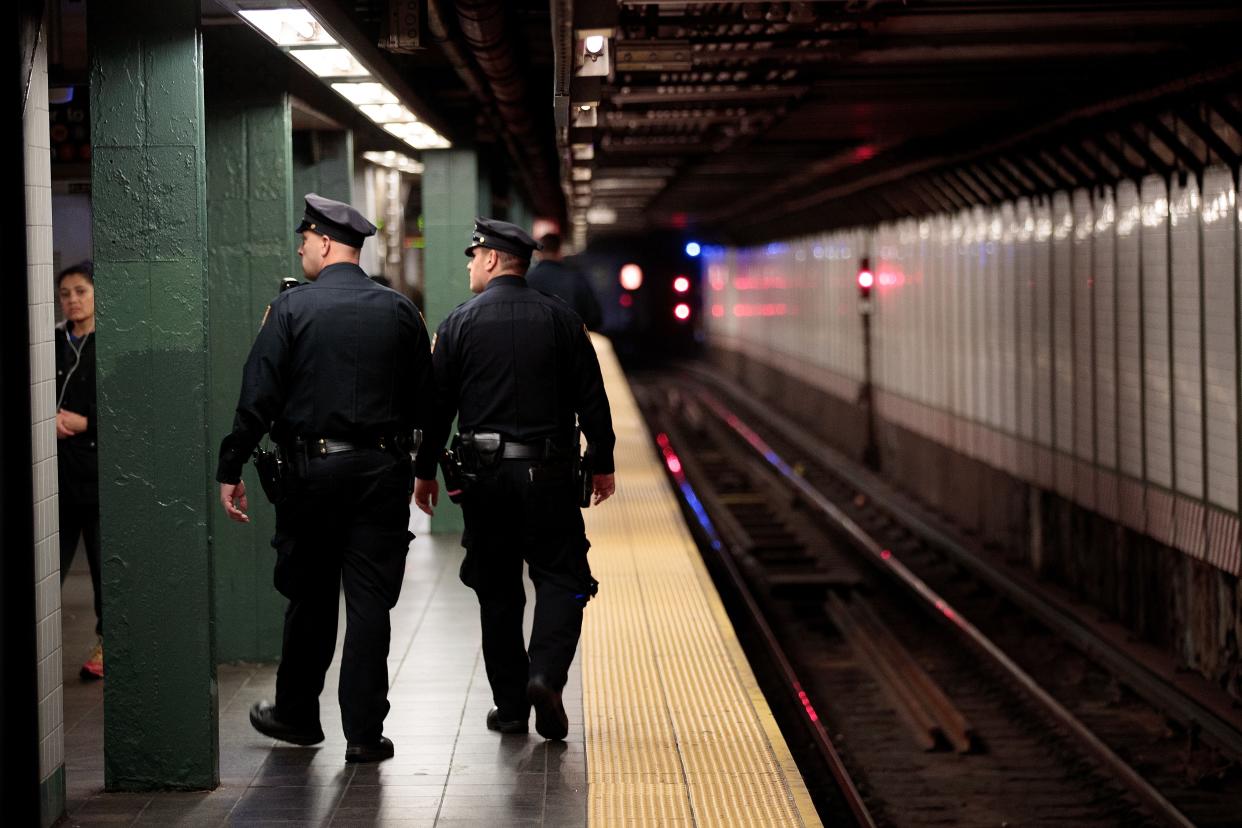 <p>New York police patrol a subway station in New York city on 7 November, 2016. Representational image.</p> (Getty Images)