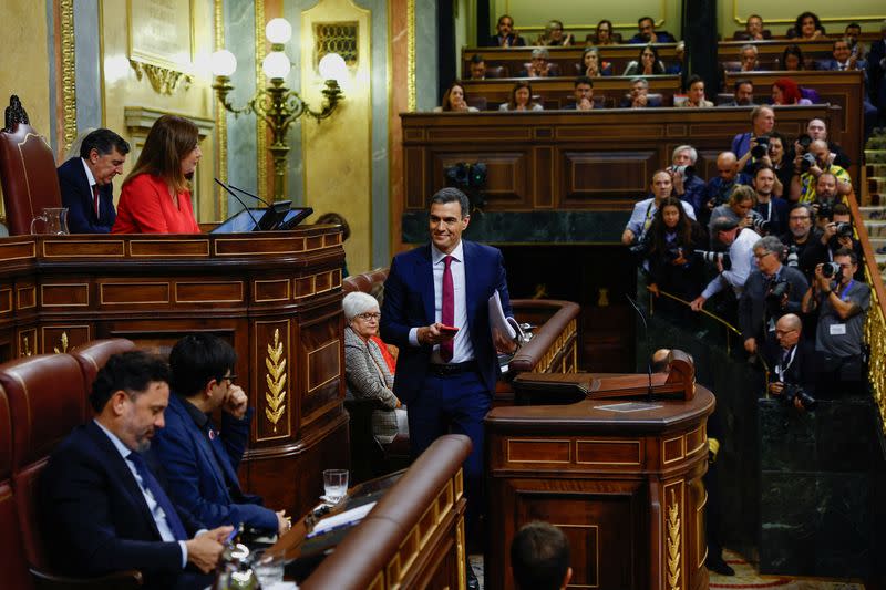 An investiture plenary session at the Spanish parliament, in Madrid