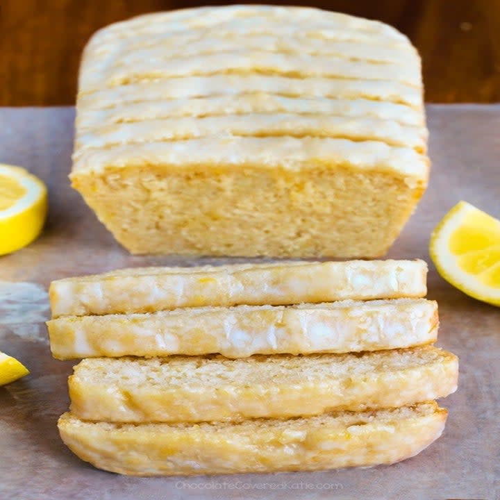 loaf of yellow bread with sugar all over it