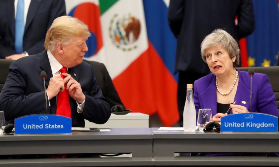 Donald Trump and Theresa May at the G20 leader summit in Buenos Aires.