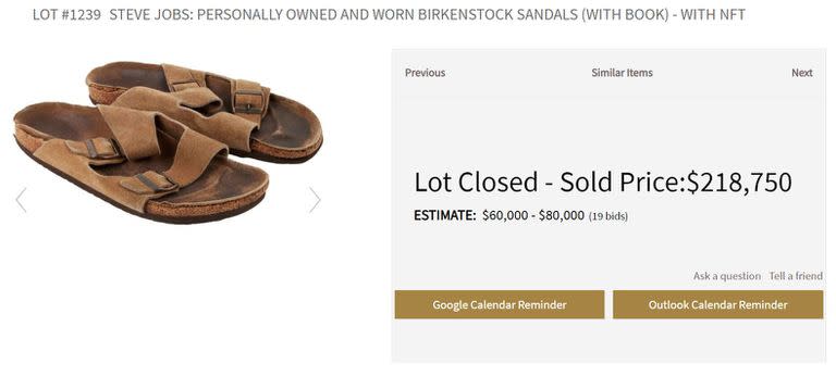 Un par de sandalias que usó Steve Jobs y que se iban a tirar a la basura se vendió en una subasta por 218.750 dólares
