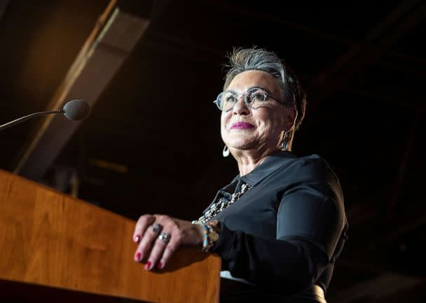 PHOTO: Wyoming Republican congressional candidate Harriet Hageman speaks during a primary election night party, Aug. 16, 2022, in Cheyenne, Wyo. (Michael Smith/Getty Images)