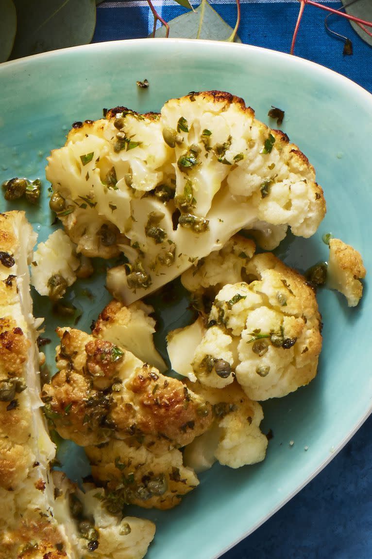 Whole Roasted Cauliflower with Caper Vinaigrette