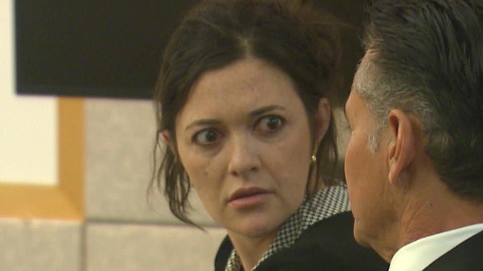 Jade Janks reacts after hearing the verdict in her trial for the murder of Tom Merriman. / Credit: CBS News