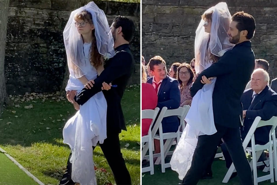 viral TikTok Morgan Watkins sister macey carried down aisle