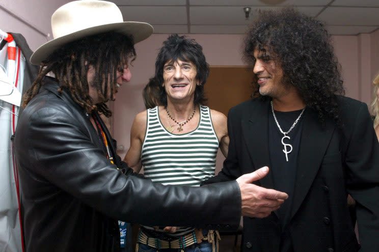 Don, pictured here with Slash and Ronnie Wood, has worked with many greats Copyright: Rex