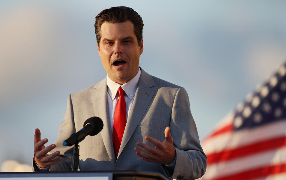 Rep. Matt Gaetz downplayed the seriousness of the child sex allegations he faces on Saturday. (Photo: Joe Raedle via Getty Images)