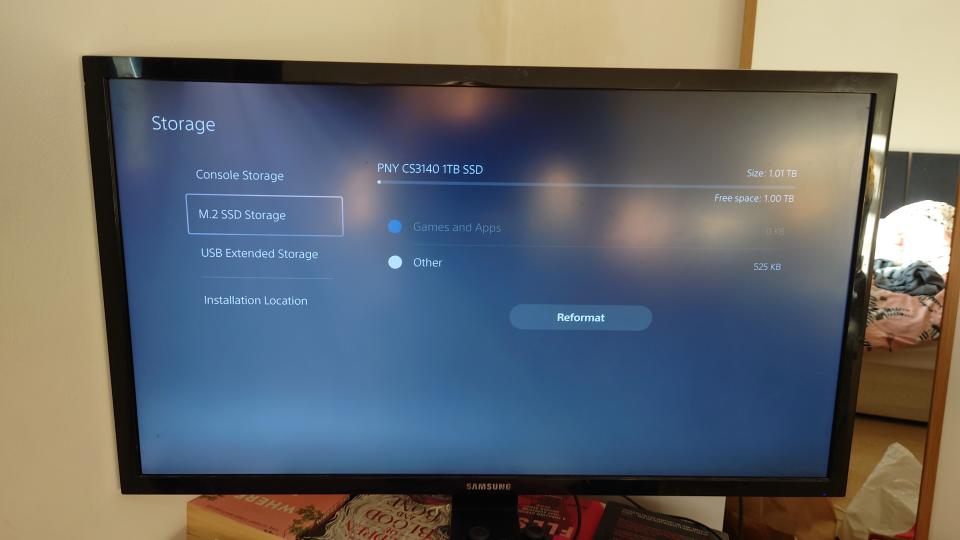 The PS5 SSD showing the storage