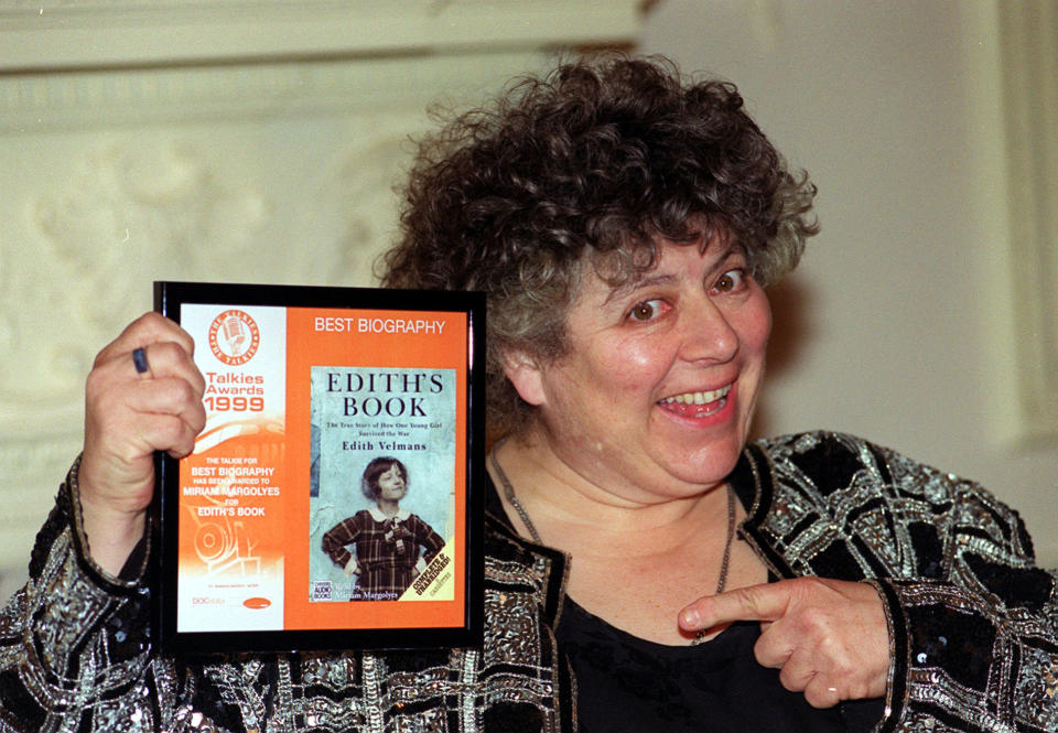 Miriam Margolyes at The Talkies, the spoken word industry's annual award ceremony which  celebrated it's fifth anniversary, and was held at The Landmark Hotel in central London.  * 01/01/02 Miriam Margolyes who has been made an OBE (Officer of the  British Empire) for services to drama in the New Year Honours List, published Monday December 31 2001.   (Photo by Stefan Rousseau - PA Images/PA Images via Getty Images)