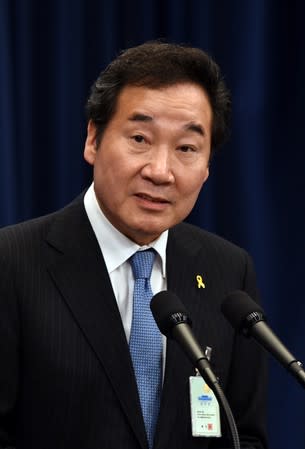 South Korea's Prime Minister nominee Lee Nak-Yon speaks during a press conference at the presidential Blue House in Seoul