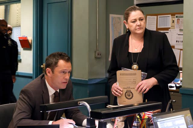 <p>Will Hart/NBC/NBCU Photo Bank via Getty</p> Jeffrey Donovan as Det. Frank Cosgrove and Camryn Manheim as Lt. Kate Dixon in 'Law & Order'