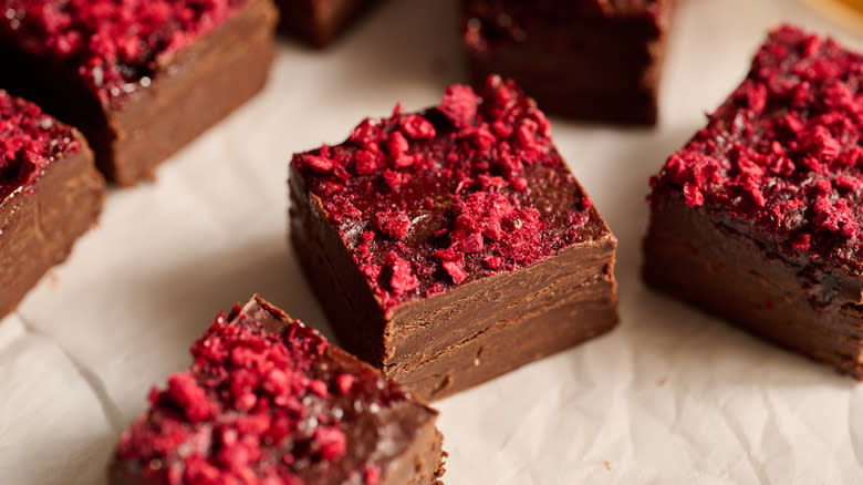 raspberry fudge on table