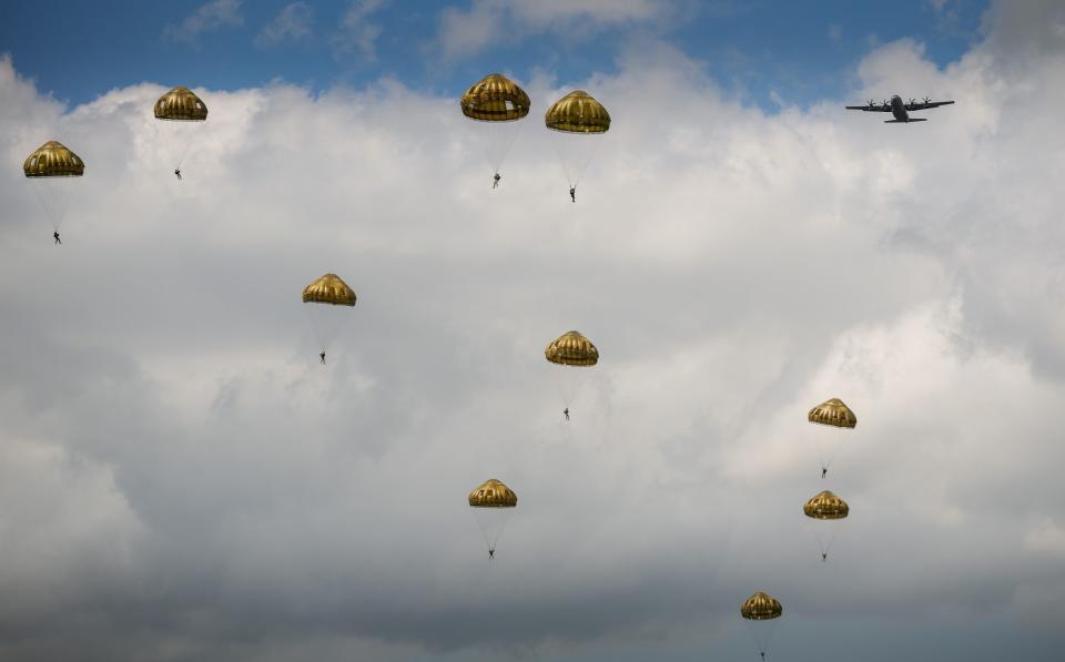 Hundreds of soldiers jumped into the same rural drop zone which was used on D-Day 80 years ago