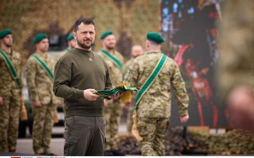 President of Ukraine Volodymyr Zelensky participate in the events on the Day of the Border Guard of Ukraine on April 30 - APAImages/Shutterstock/Shutterstock