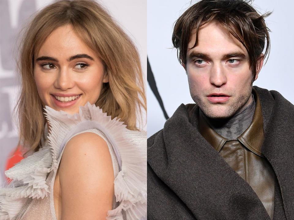 On the left: Suki Waterhouse in February 2019. On the right: Robert Pattinson in January 2019.