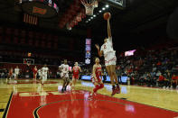 Rutgers' Kaylene Smikle (2) scores with a layup during the Big Ten Conference women's college basketball game between the Rutgers Scarlet Knights and the Ohio State Buckeyes women's basketball team in Piscataway, N.J., Sunday, Dec. 4, 2022. (AP Photo/Stefan Jeremiah)